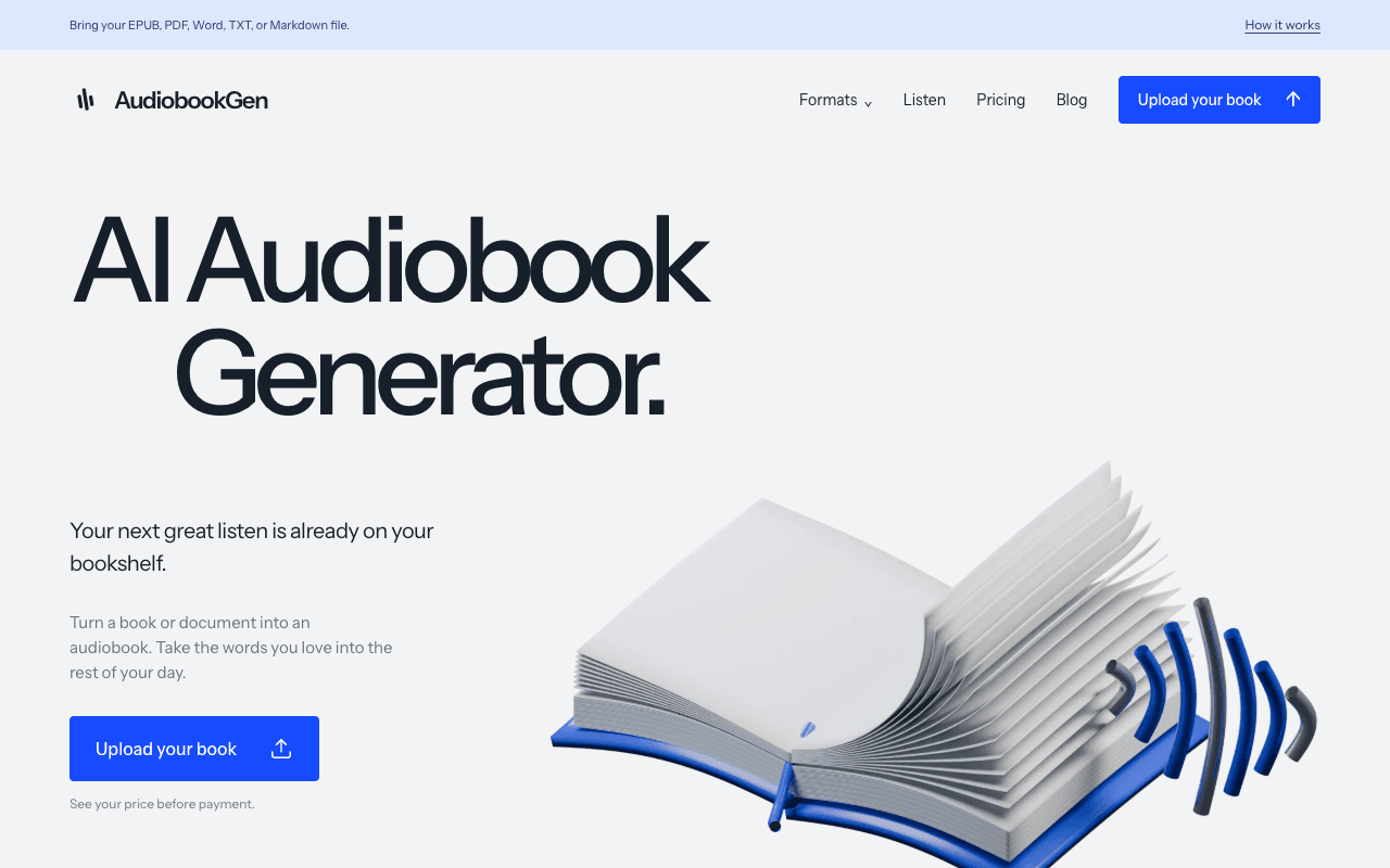AudiobookGen — EPUB to narrated audiobook with natural voices