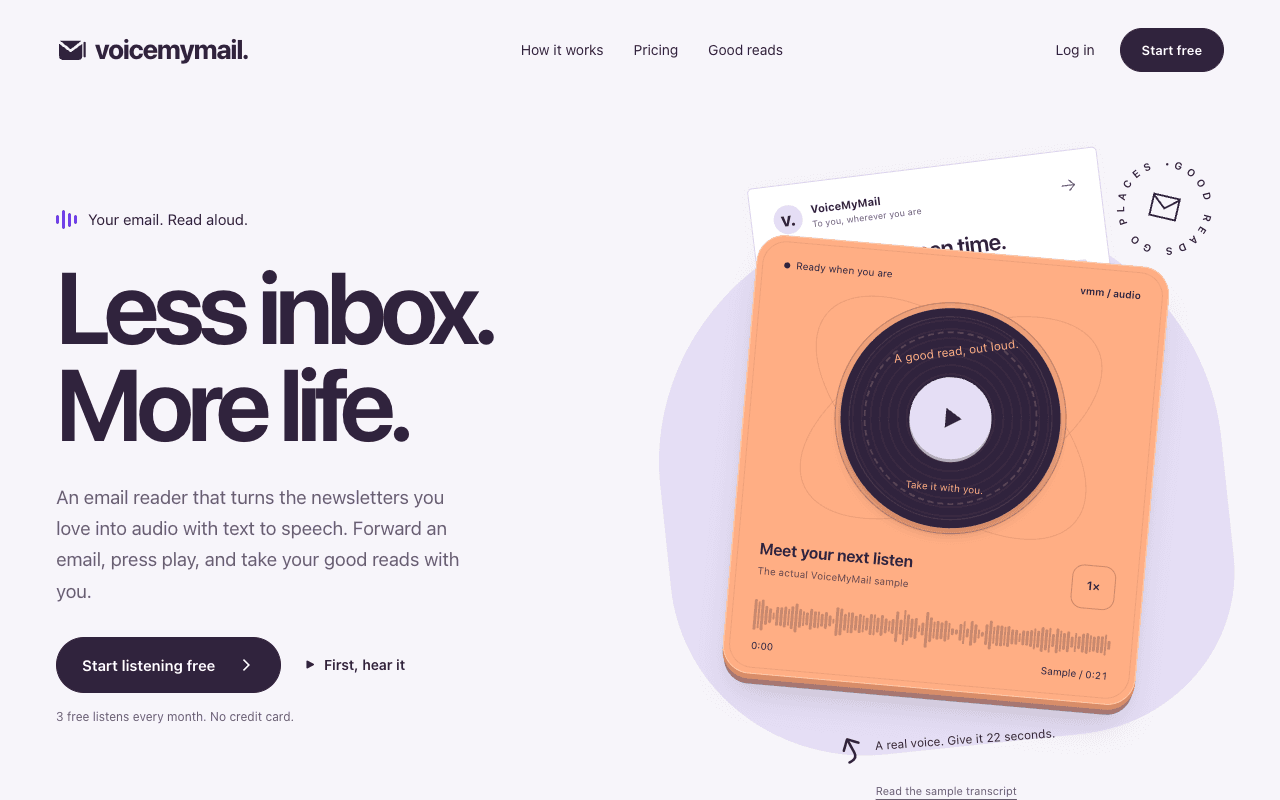 VoiceMyMail — newsletters and email turned into audio to listen to
